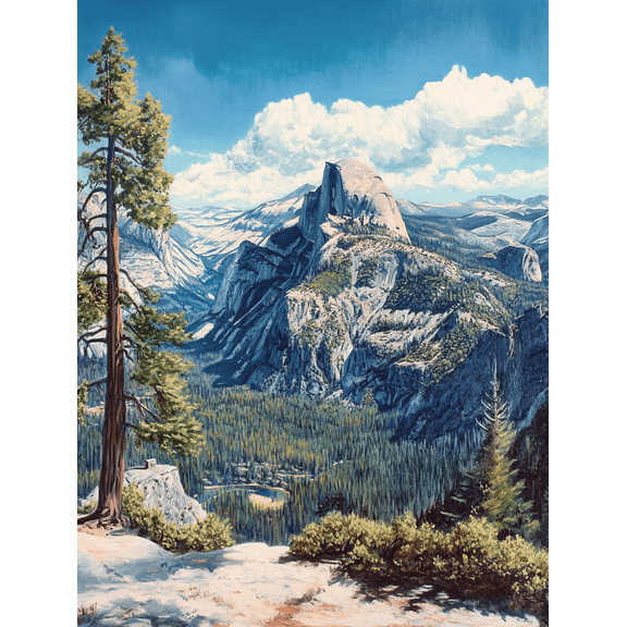 Yosemite Half Dome Landscape Canvas Print/Wall Art Perfect for Living Room Bedroom Office Hotel and Restaurant Decoration.