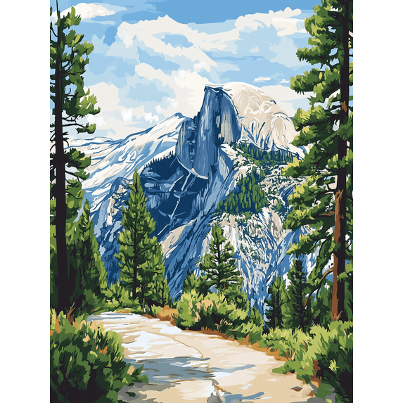 Yosemite Half Dome Mountain Landscape Canvas Print/Wall Art,Perfect for Living Room,Bedroom,Office,Bathroom,Kitchen Decoration