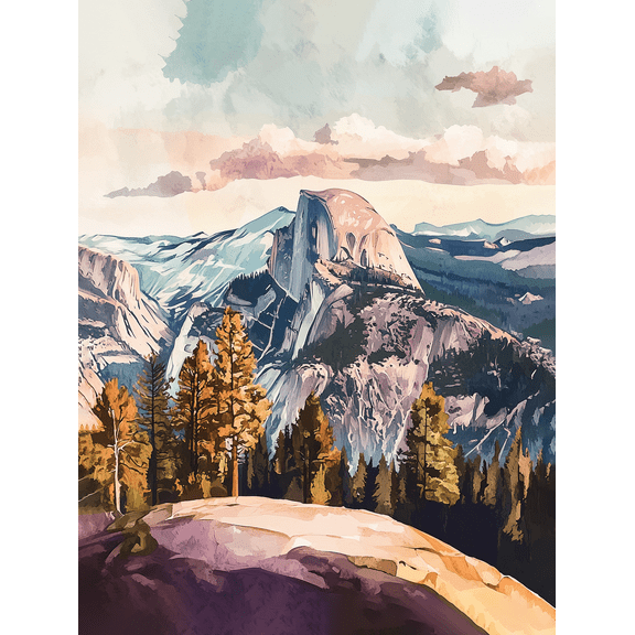 Yosemite Half Dome Mountain Landscape Canvas Wall Art PrintSuitable for Living RoomBedroomOfficeBathroomKitchen Decoration