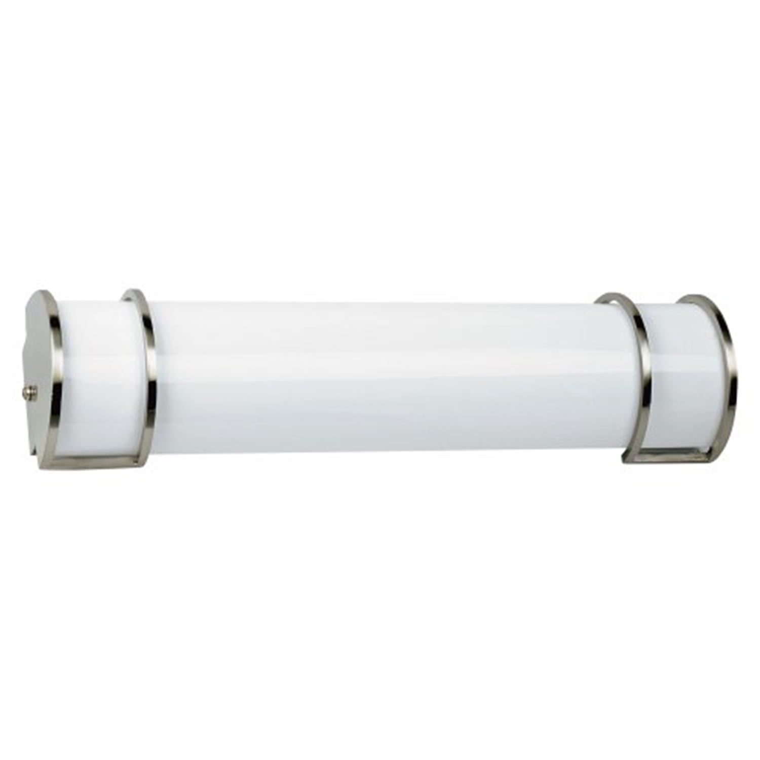 Sleek Satin Nickel 2-Light Fluorescent Vanity with White Glass Shade