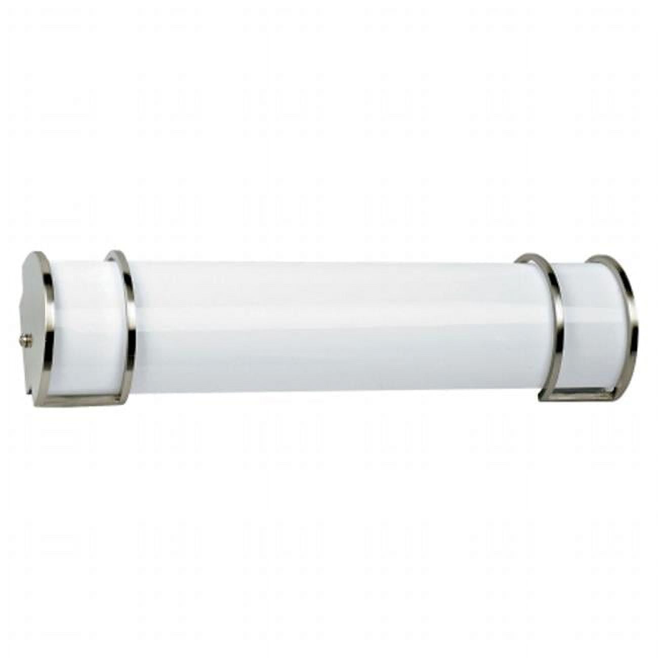 Sleek Satin Nickel 2-Light Fluorescent Vanity with White Glass Shade