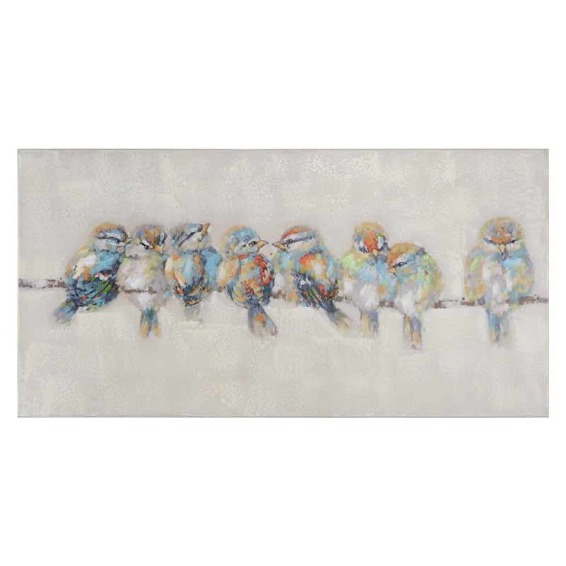 Afternoon Gathering Multicolor Acrylic Bird Canvas Art