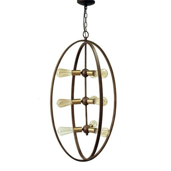 Yosemite Home Decor Alpha 9-Light Chandelier in Distressed Antique Brass Finish - 20.62 x 36 x 20.62