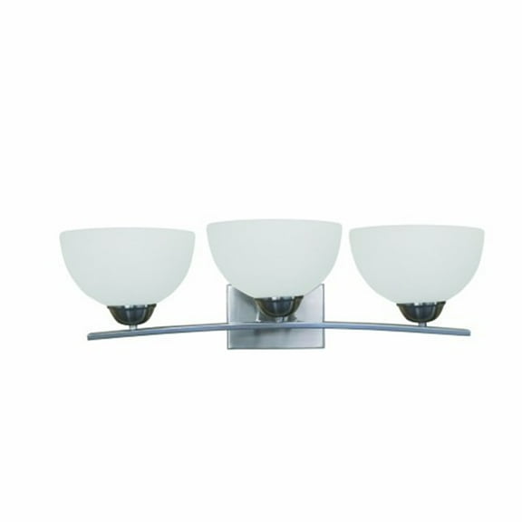 Yosemite Home Decor Alta Peak 3 Light Bathroom Vanity in Satin Steel/White Glass