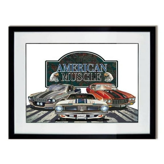 Yosemite Home Decor 'American Muscle' 3D Collage Glass Wall Art in Multi-Color