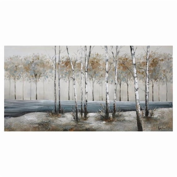 Yosemite Home Decor "Birch Alley" Wood Gallery Wrapped Wall Art in Multi-Color