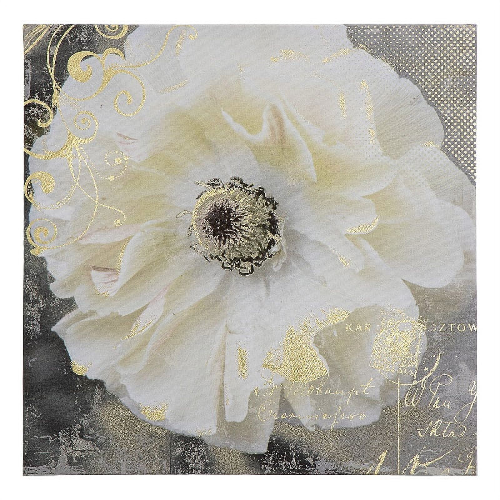 Ivory and Taupe Botanical Flower Canvas Wall Art