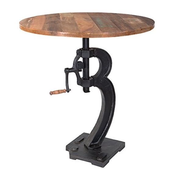 Yosemite Home Decor Cast Iron & Mango Wood Adjustable Pub Table in Black/Natural