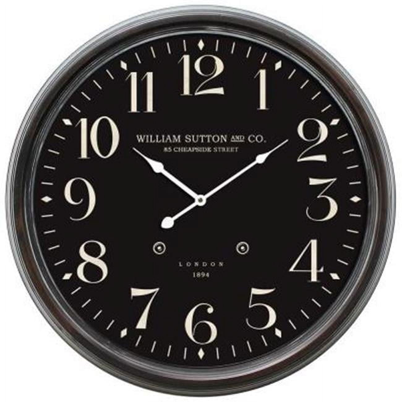 28" Oversized Black Iron Wall Clock with Beige Numerals