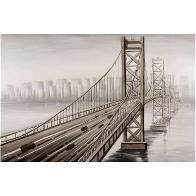 Gray and Beige Cityscape Canvas Wall Art, 59" x 39"