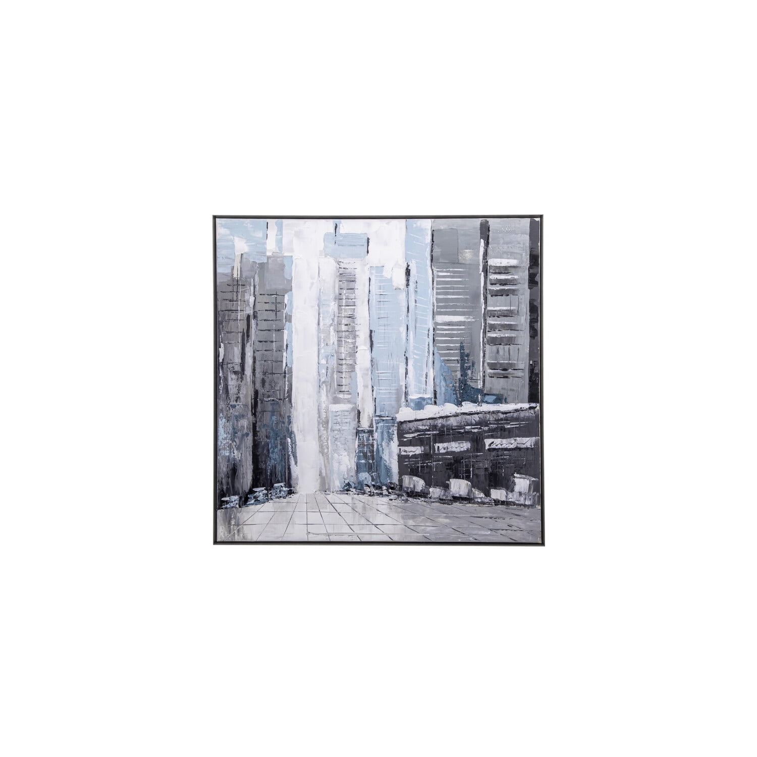 Urban Cityscape Hand Painted Wall Art with Black Frame