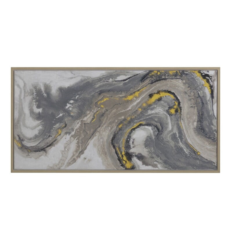 Fluid Motion Abstract Hand Painted Canvas Wall Art with Golden Accents