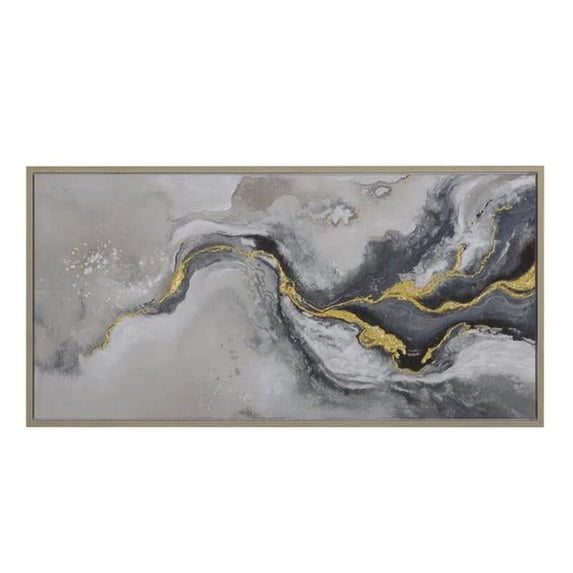 Yosemite Home Decor 'Fluid Motion II' 55x27" Wood Canvas Wall Art in Multi-Color
