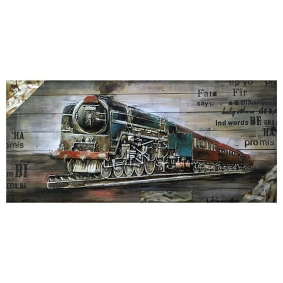Yosemite Home Decor "Full Steam Ahead I" Wood Wall Art in Multi-Color