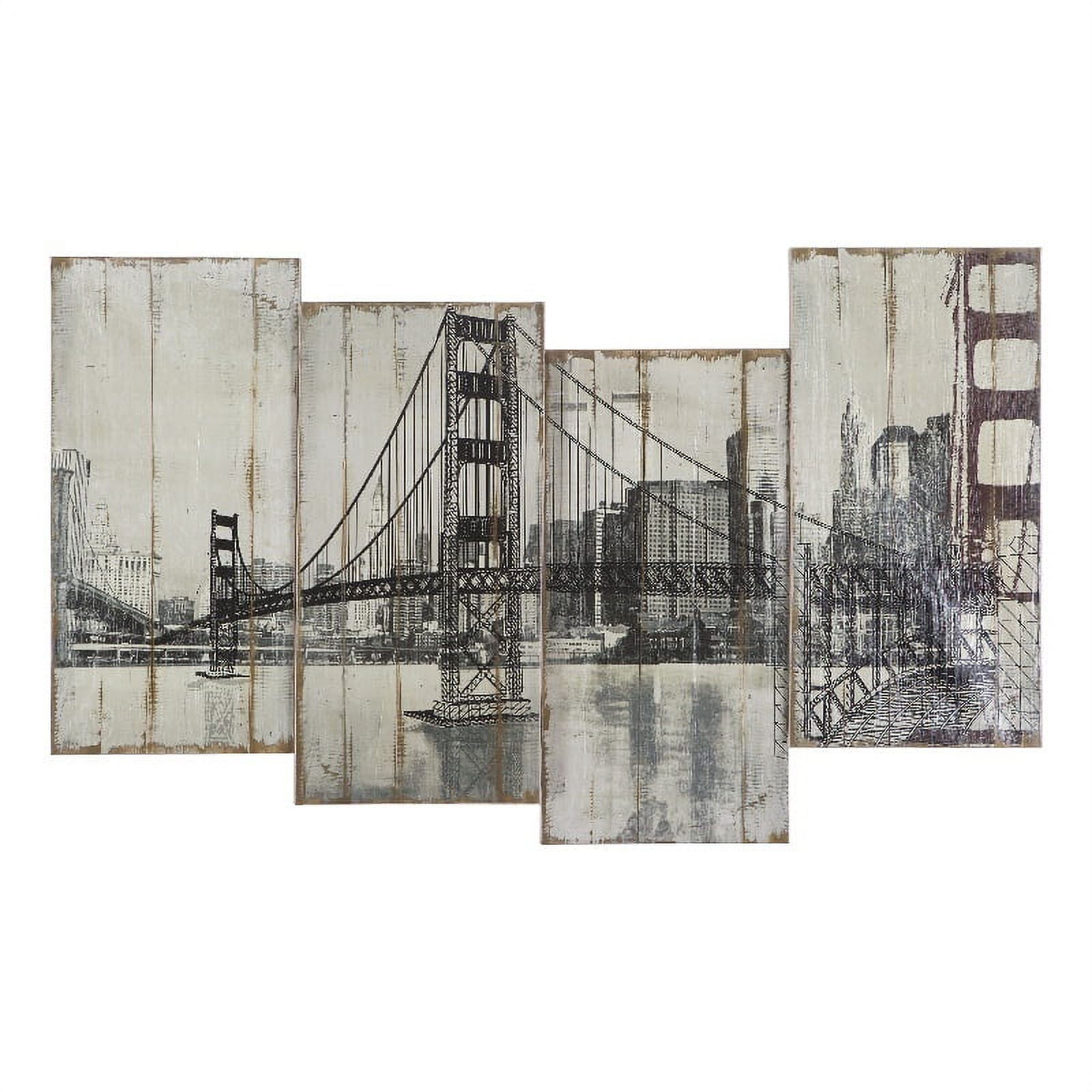 Golden Gate Bridge Distressed Wood Panel Canvas Art