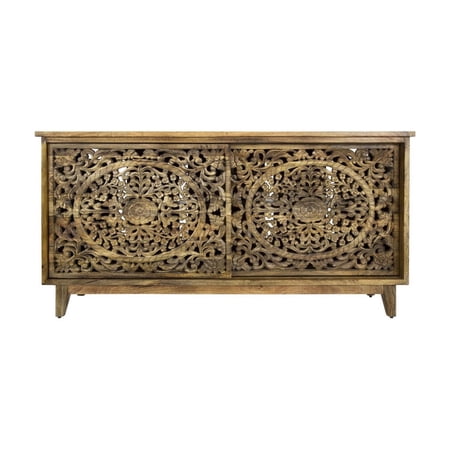 Yosemite Home Decor Gracia Large Mango and Solid Acacia Wood Cabinet in Brown