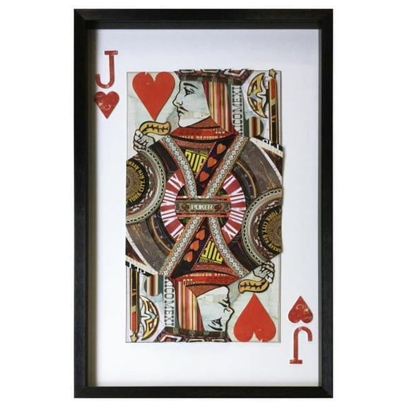 Yosemite Home Decor "Jack of Hearts" Glass Framed 3D Wall Art in Multi-Color