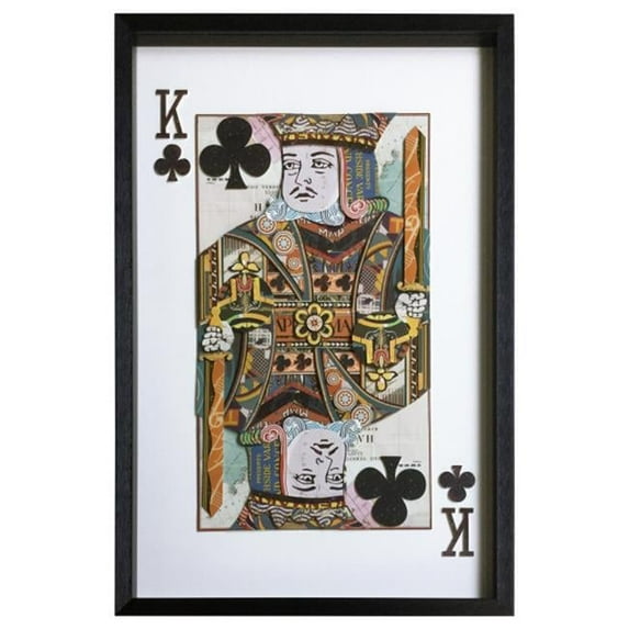 Yosemite Home Decor "King of Clubs" Glass Framed 3D Wall Art in Multi-Color