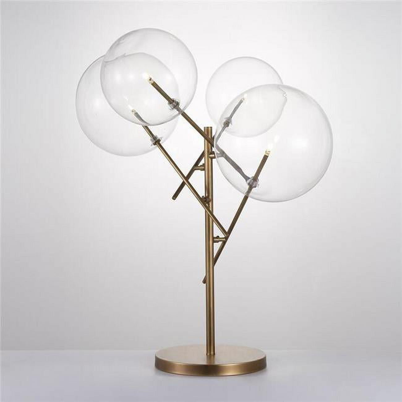 Antique Brass 28" Adjustable Globe Shade LED Table Lamp