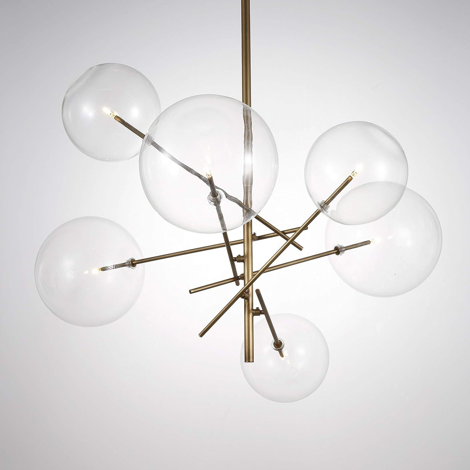Yosemite Home Decor Klare 6-Light Glass Sputnik Chandelier in Antique Brass