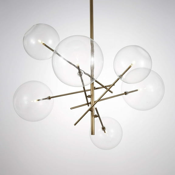Yosemite Home Decor Klare 6-Light Glass Sputnik Chandelier in Antique Brass