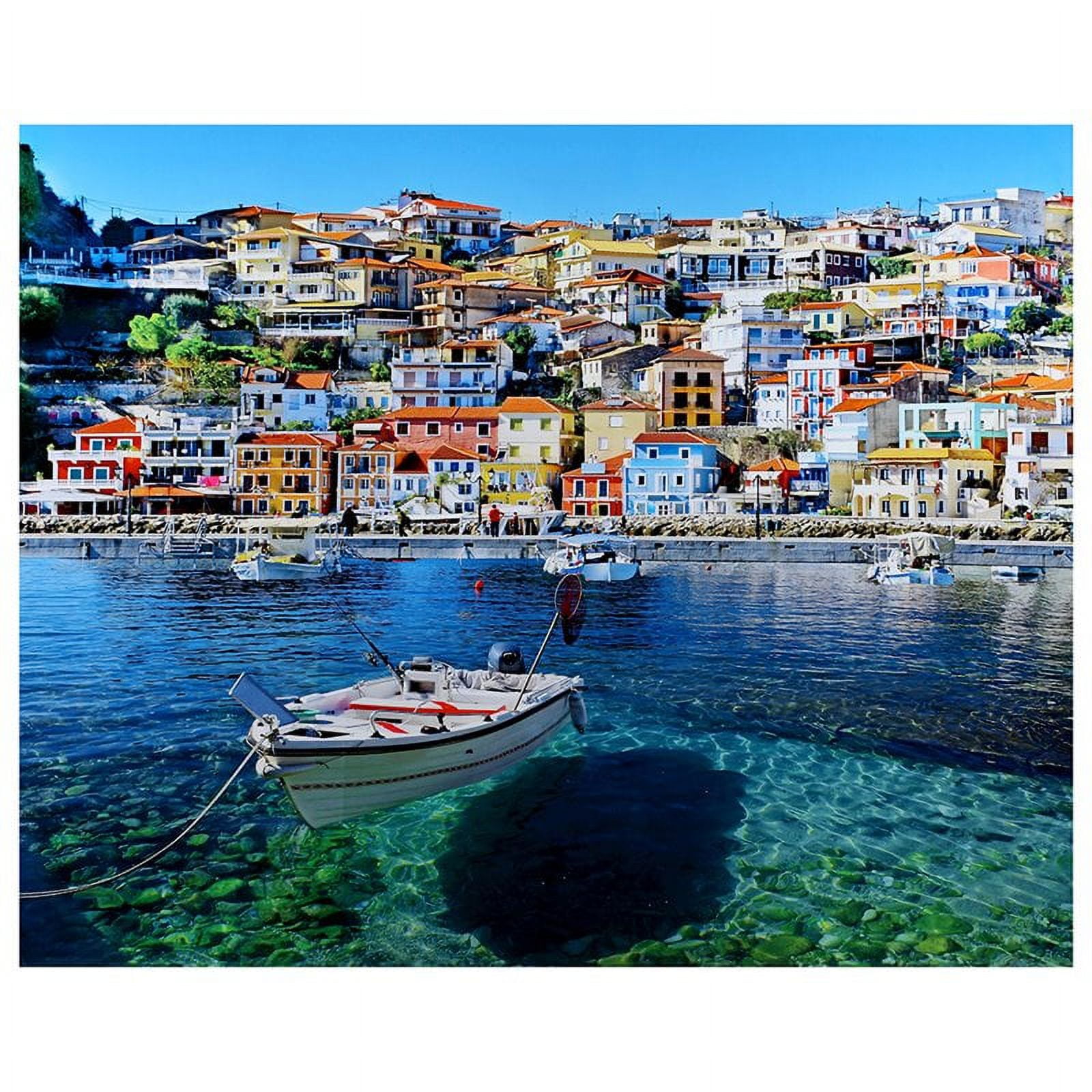 Mediterranean Cityscape Tempered Glass Landscape Print