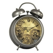 Yosemite Home Decor Modern Metal Gear Table Top Clock in Gunpowder Silver/Brass