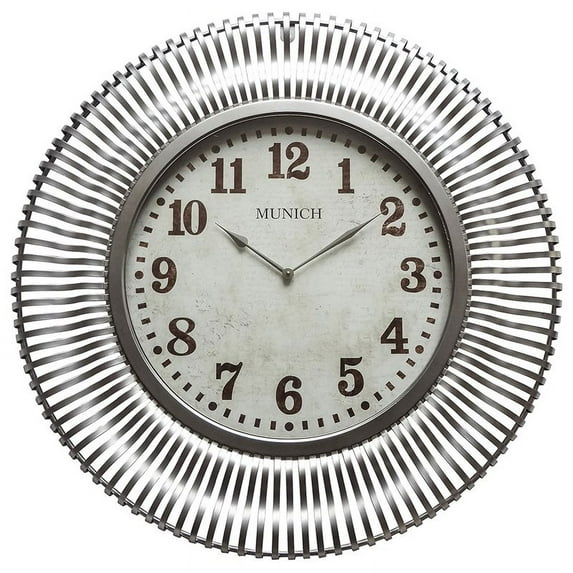 Yosemite Home Decor 'Munich In Silver Patina Wall Clock' Metal