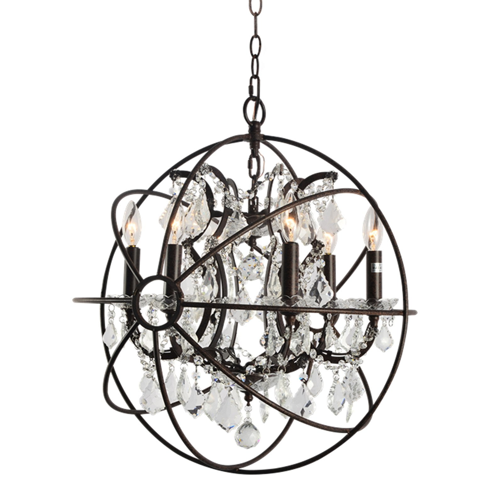Yosemite Home Decor Orbs 6Light Metal/Crystal Chandelier in Rustic