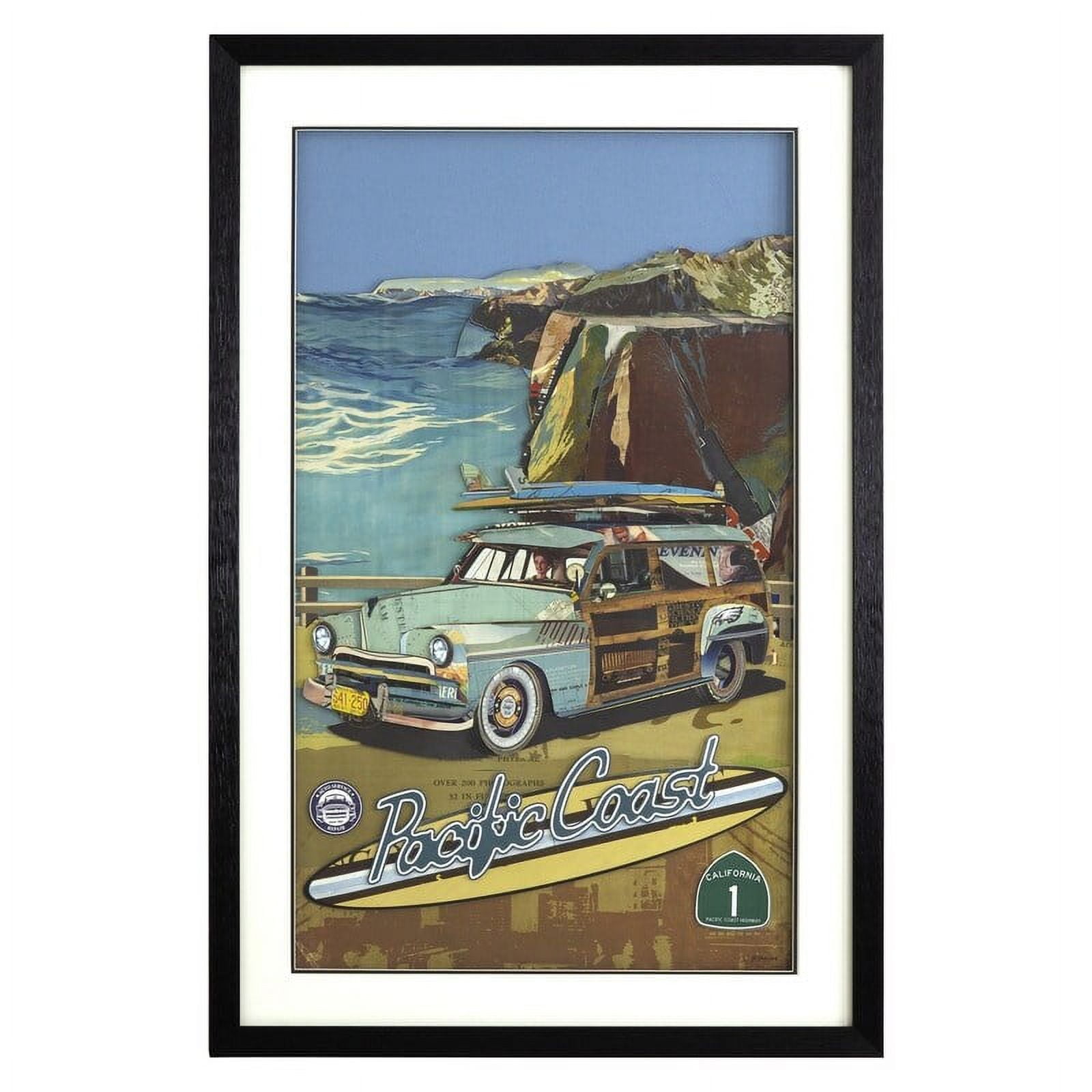 Yosemite Home Decor "Pacific Coast Highway" Glass Framed Wall Art in Multi-Color