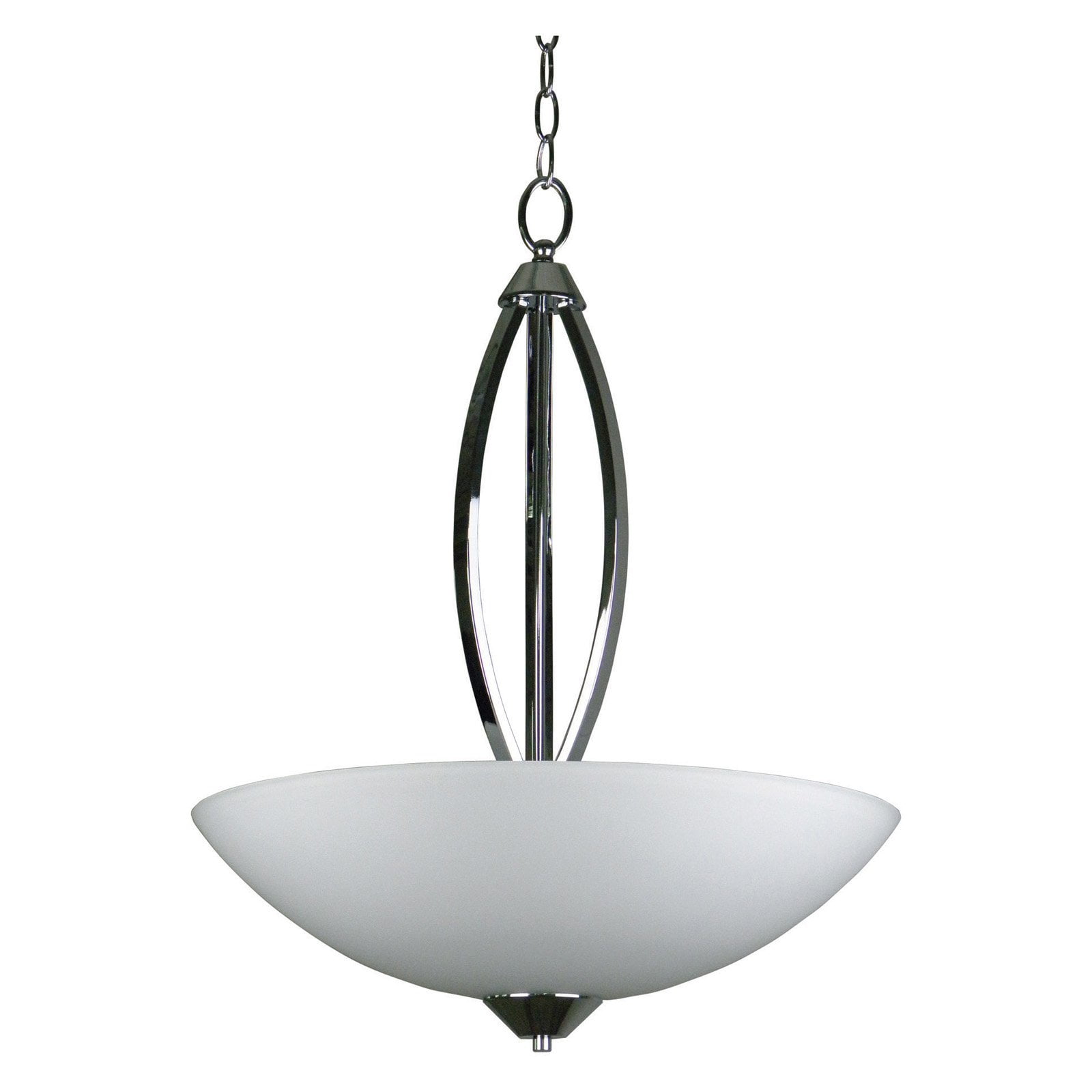 Paloma Chrome 3-Light Frosted Glass Bowl Chandelier, 20x24.4 in