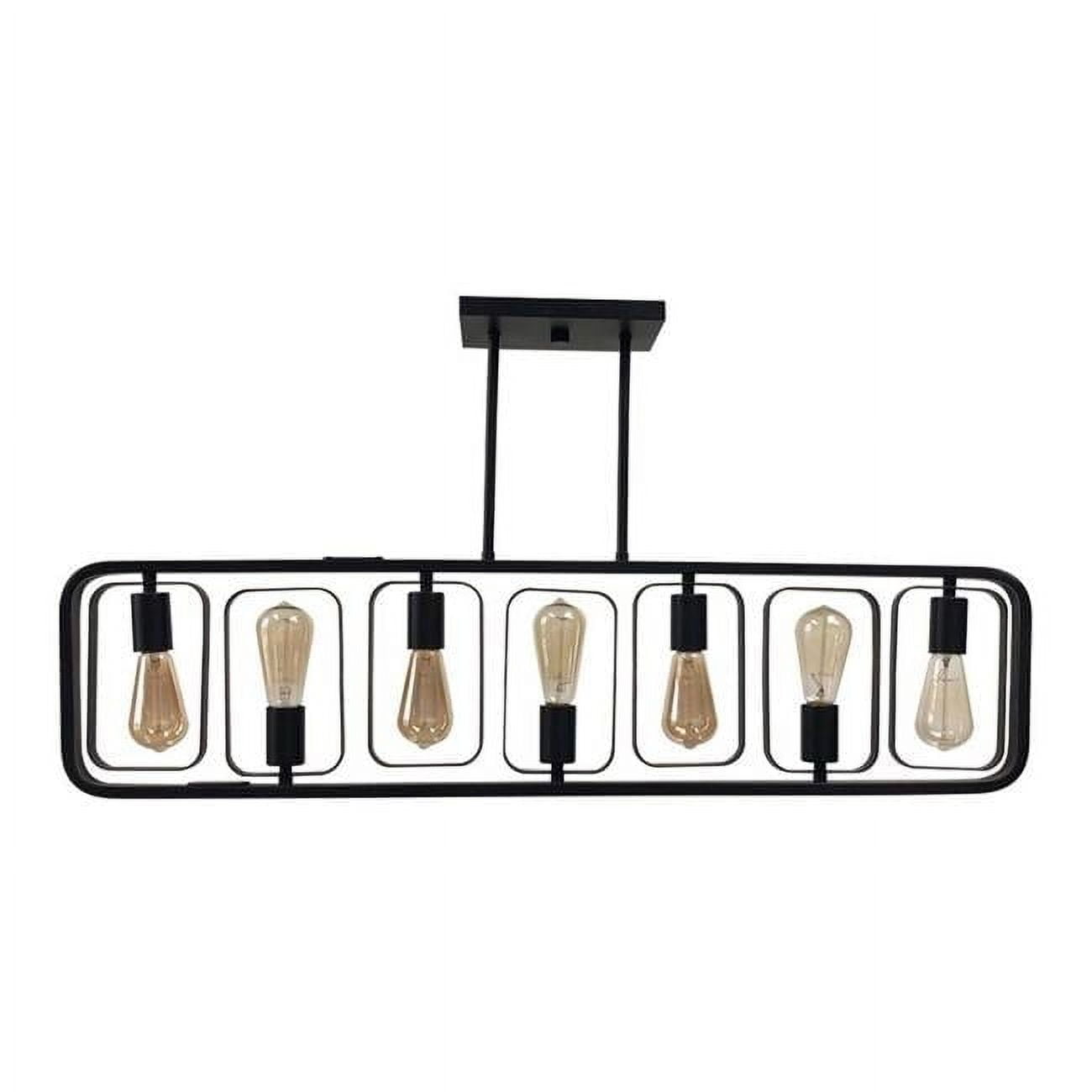 Perseus Matte Black 7-Light Rotating Island Chandelier