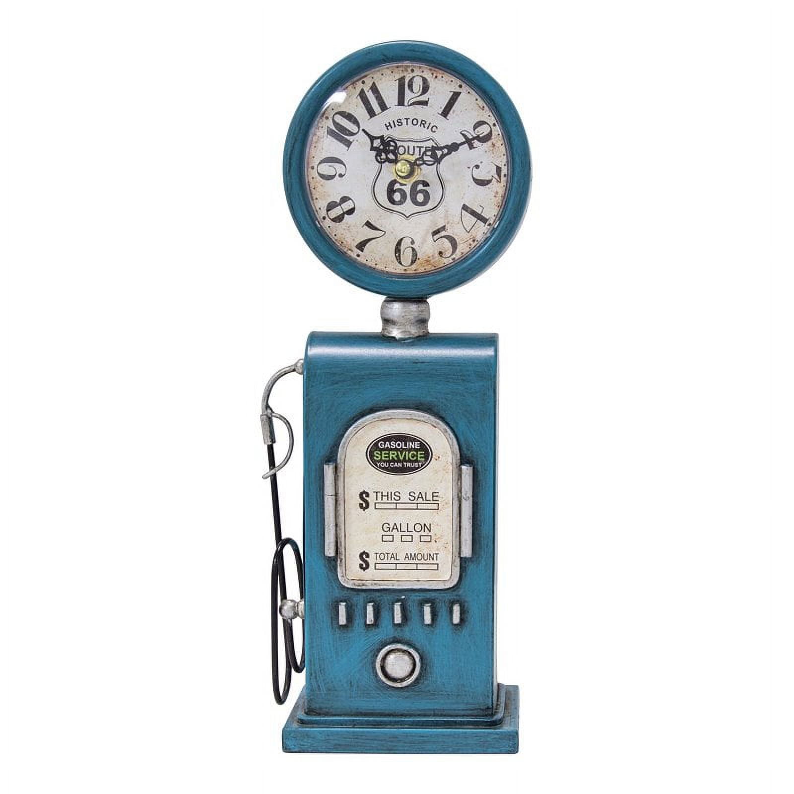 Route 66 Blue Vintage Gas Pump Table Clock