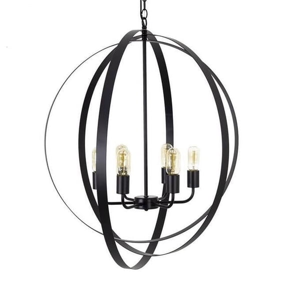 Yosemite Home Decor Tira 6-Light Metal Orb Chandelier in Matte Black