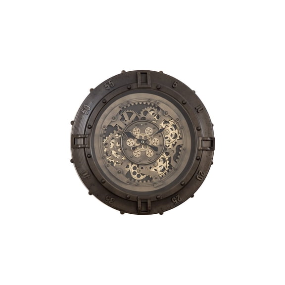 Yosemite Home Decor Urban Loft Metal Gear Wall Clock in Brown