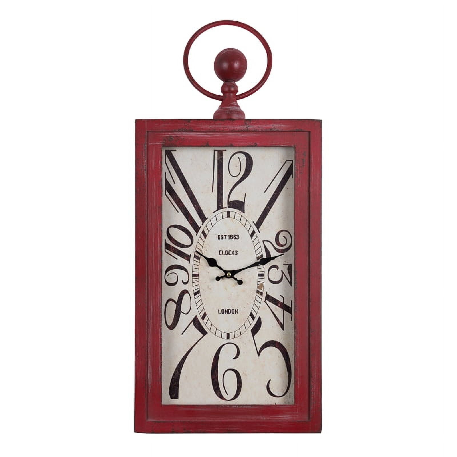 Waverly Distressed Red and White Rectangular Wall Clock
