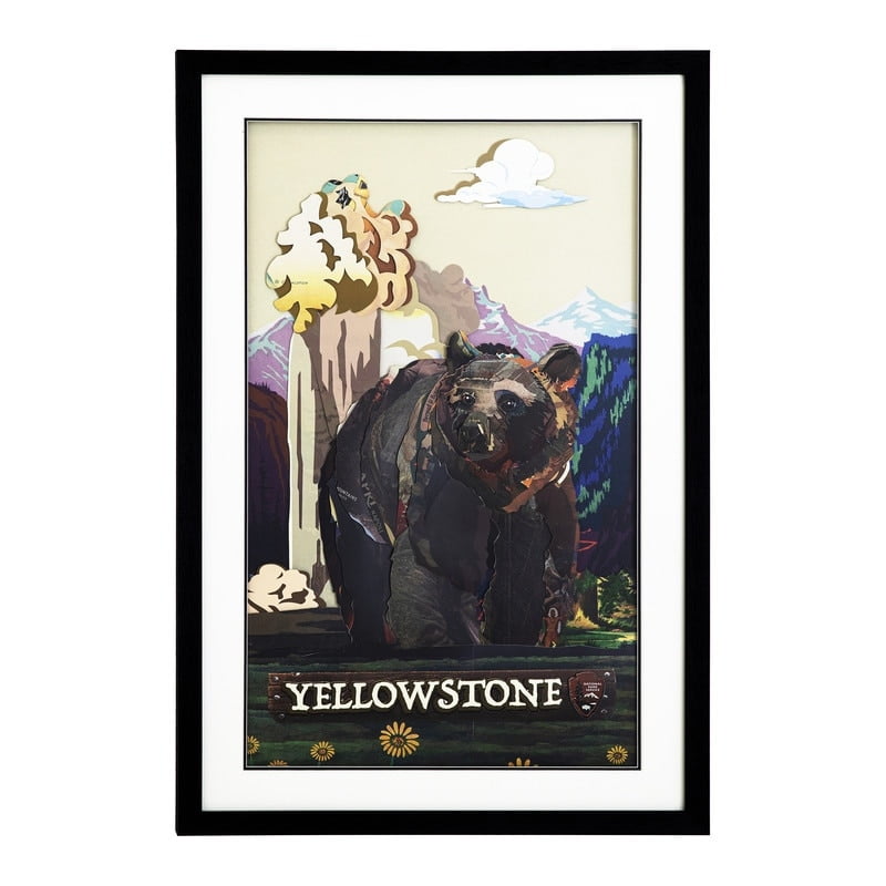 Yellowstone National Park 3D Collage Wall Art with Black Frame