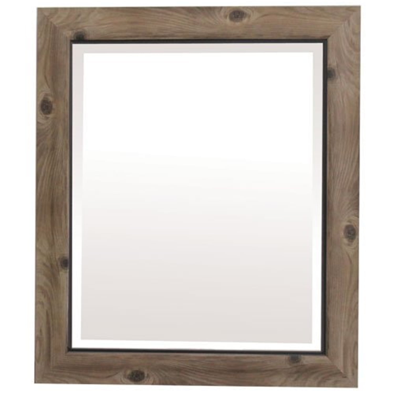 Small Gray and Black Rectangular Wood Framed Mirror