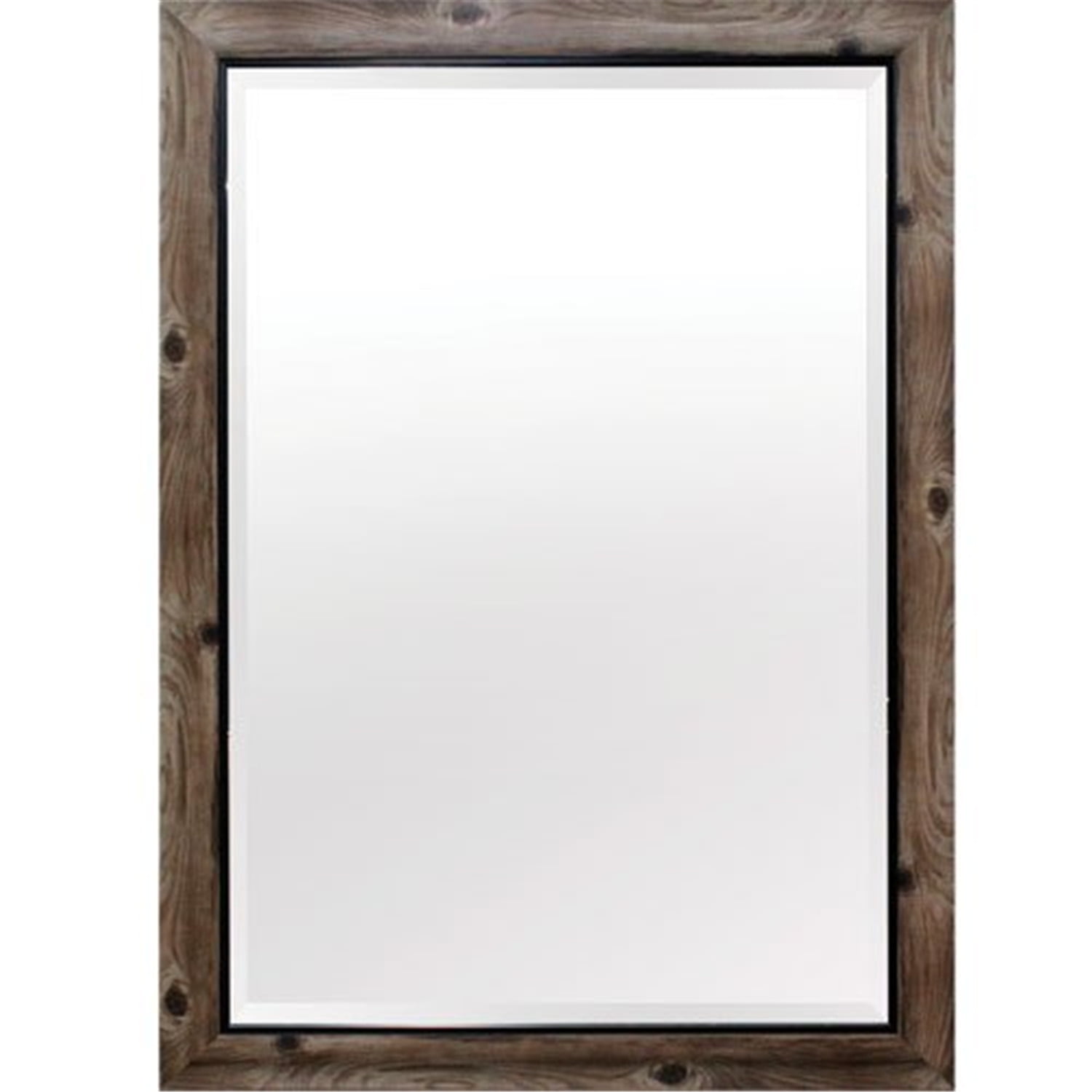 Rustic Gray Wash Wood Frame 31"x43" Wall Mirror with Black Trim