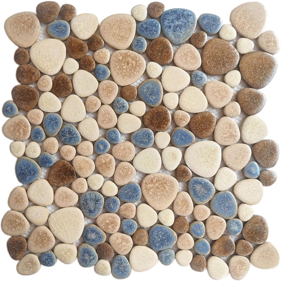 Yosemite Matte Pebble Stone Tiles for Shower Floor Bathroom Mosaic Tile Extremely Non Slip [5 Sheets]