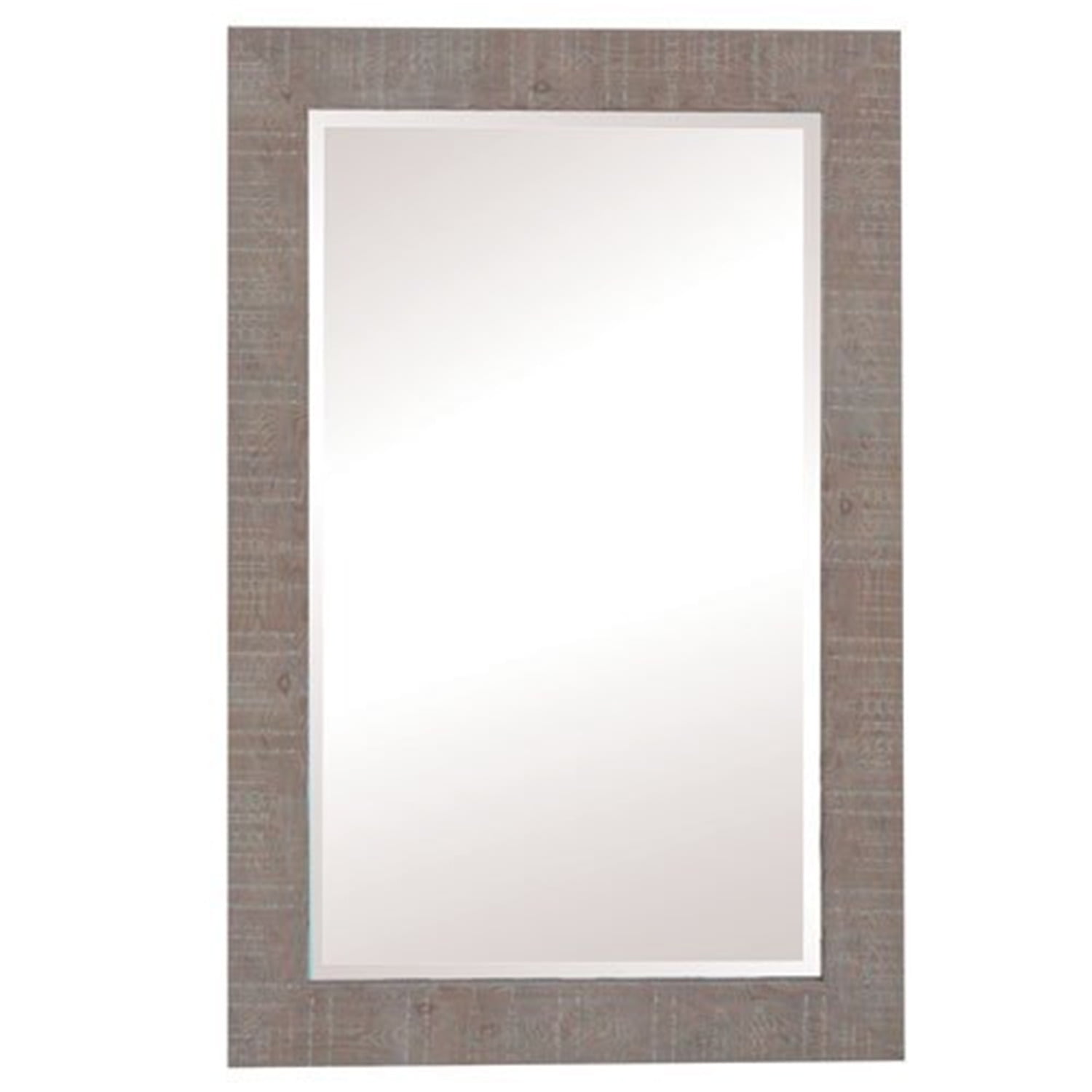 Elegant Silver-Touched Brown Wood Framed Rectangular Mirror 24x36