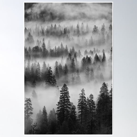 Yosemite Mist Poster Wall Art, Modern Wall Decor, 8x12 UNFRAMED