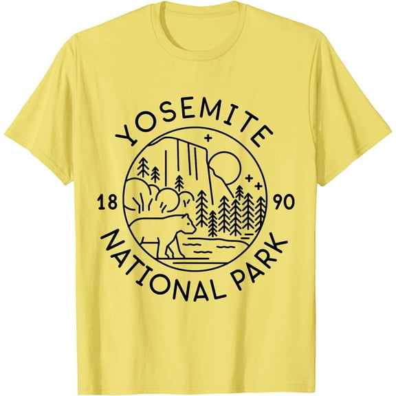 Yosemite National Park 1890 California Minimal Unisex T-Shirt for Men Women Kids Toddler,Cornsilk Color,Size YXS