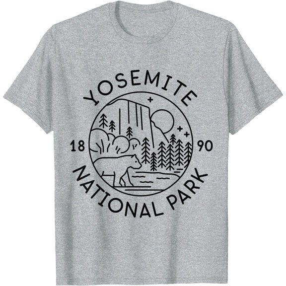 Yosemite National Park 1890 California Minimal Unisex T-Shirt for Men Women Kids Toddler,Sport Grey Color,Size 5/6