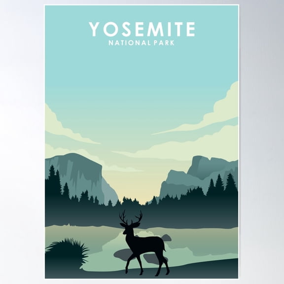 Yosemite National Park California Nature Travel Poster Print Poster Wall Art, Modern Wall Decor For Living Room Bedroom, 16x24 UNFRAMED