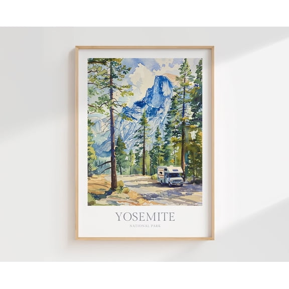 Yosemite National Park California Wall Art Home Decor Camper Van Poster Poster, Unframed Size 8x12