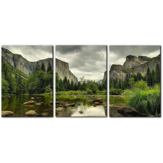 Yosemite National Park Canvas Wall Art Decor Landscape Wall Art Clear Water Lake Mountain Pictures Painting Prints on Canvas Modern Decoration(Only canvas)