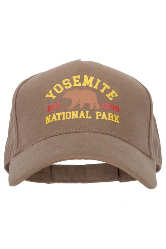 Yosemite National Park Design Heat Transfer 5 Panel Cotton Jersey Cap - Sand OSFM
