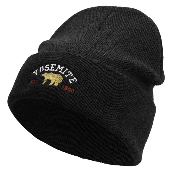Yosemite National Park Embroidered Big Size Acrylic Long Beanies - Black XL-3XL