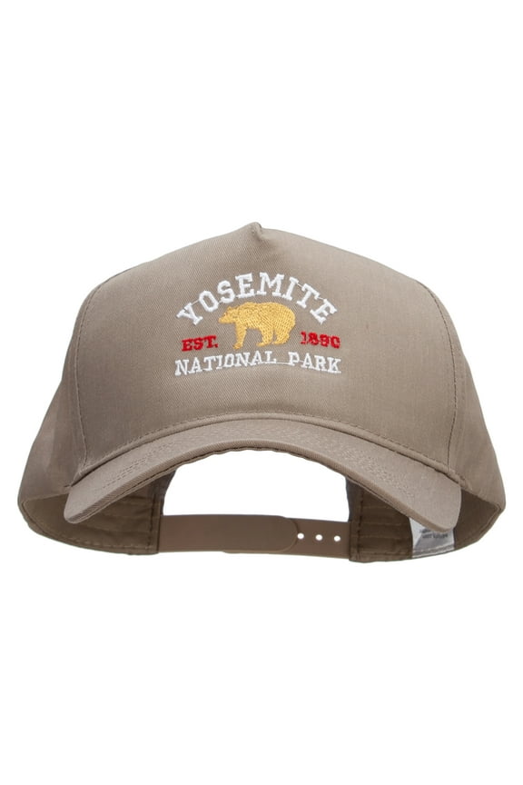 Yosemite National Park Embroidered Big Size Solid Cotton Twill 5 Panel High Profile Pro Style Snap Cap - Khaki XL-3XL
